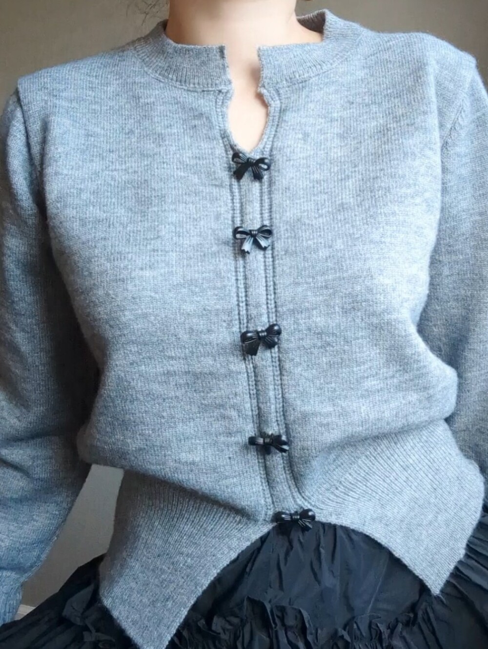 Classic Gray Women's Knit Cardigan Sweater